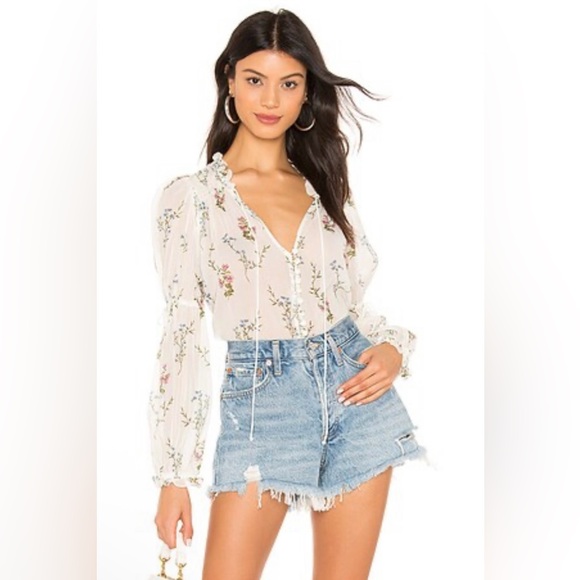 For Love And Lemons Tops - EUC - For Love And Lemon - Floral Sheer Blouse‎